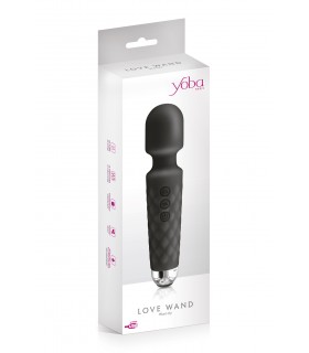 BLACK RECHARGEABLE SILICONE LOVE WAND VIBRATOR