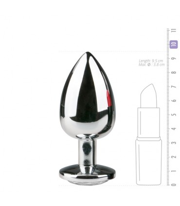 PLUG MÉTALLIQUE L AVEC PIERRE TRANSPARENTE ARGENTÉE