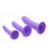 SET X 3 LILAC SILICONE DILDOS TRI-PLAY FOR HARNESS