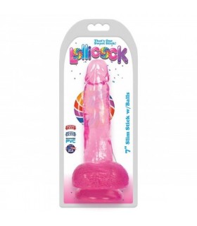 DILDO CON TESTICOLI SLIM STICK CILIEGIA 17"78 CM