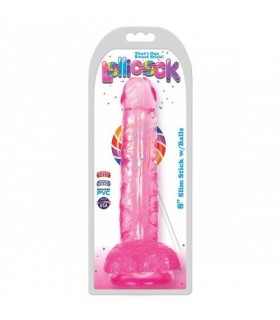 DILDO MIT HODEN SLIM STICK KIRSCH 20"32 CM