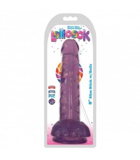 DILDO WITH TESTICLES SLIM STICK GRAPE 20"32 CM