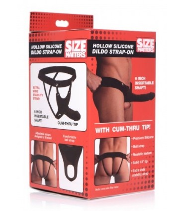 BLACK SILICONE HOLLOW STRAP-ON HARNESS 25"65 CM