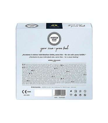 PRÉSERVATIFS MISTER SIZE PURE FEEL EXTRA FINS 49 MM 36 UNITÉS