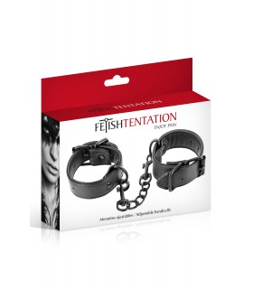 ADJUSTABLE BLACK HANDCUFFS WITH BUCKLE