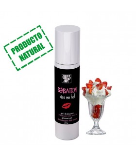 LUBRIFIANT NATUREL KISS ME HOT FRAISES AVEC CRÈME 50 ML.