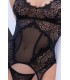 CR4471 BLACK BODY W/ THONG AND STOCKINGS S