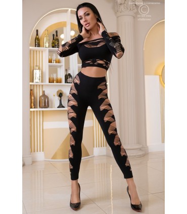 CR4436 LEGGINGS AND BLACK TOP S/L