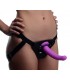 HARNAIS FEMME AVEC GODE SILICONE LILAS 17'5 CM