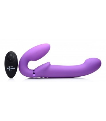 DOPPIA IMBRACATURA GONFIABILE CON TELECOMANDO E USB CLITORIS PUSH LILLA