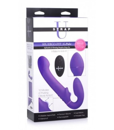 DOPPIA IMBRACATURA GONFIABILE CON TELECOMANDO E USB CLITORIS PUSH LILLA