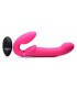 DOUBLE INFLATABLE HARNESS W/ REMOTE AND PINK USB CLITORIS PUSHBUTTON