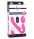 DOUBLE INFLATABLE HARNESS W/ REMOTE AND PINK USB CLITORIS PUSHBUTTON