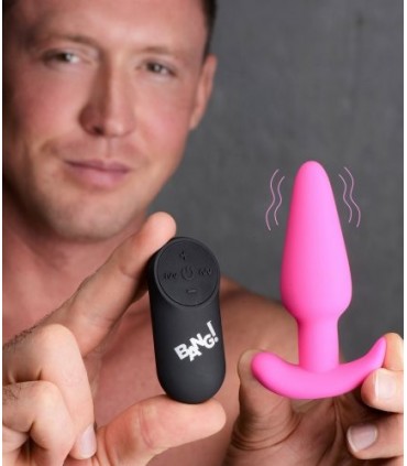 VIBRATED ANAL T-SHAPE SILICONE USB W/ PINK CONTROL