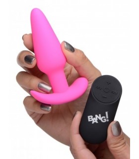 VIBRATED ANAL T-SHAPE SILICONE USB W/ PINK CONTROL