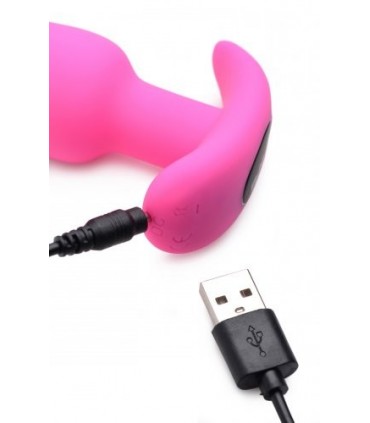 VIBRATED ANAL T-SHAPE SILICONE USB W/ PINK CONTROL