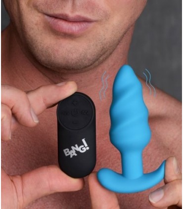 SILICONE ANAL VIBRÉ TORNADO USB AVEC CONTRÔLE BLEU