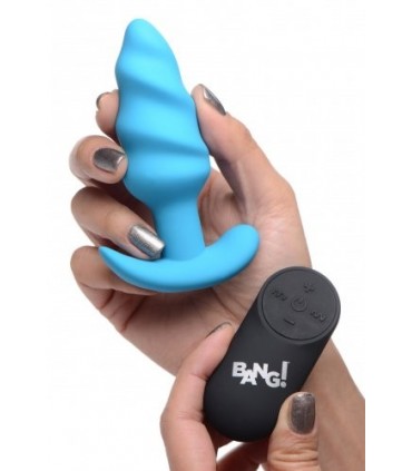 SILICONE ANAL VIBRÉ TORNADO USB AVEC CONTRÔLE BLEU
