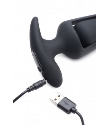 PLUG HUECO VIBRADOR SILICONA USB C/ MANDO NEGRO