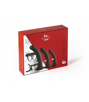 IMBRACATURA CON SET DILDOS NERI TAGLIE S/M/L