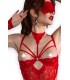 CR4488 3 PIECE RED OPEN BODYSUIT L/XL