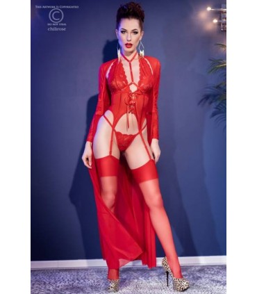 CR4419 BODY AVEC STRING ET BAS ROUGE M