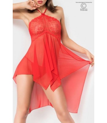 CR3884 BABYDOLL AVEC STRING ROUGE L/XL