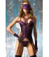 CR4077 CORPS AVEC STRING, MASQUE ET GANTS NOIR-VIOLET L/XL