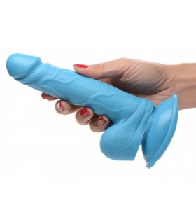 REALISTIC DILDO W/ TESTICLES 16'5 CM BLUE