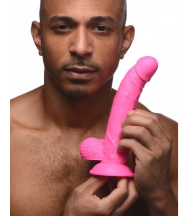 DILDO REALISTICO CON TESTICOLI 19 CM ROSA