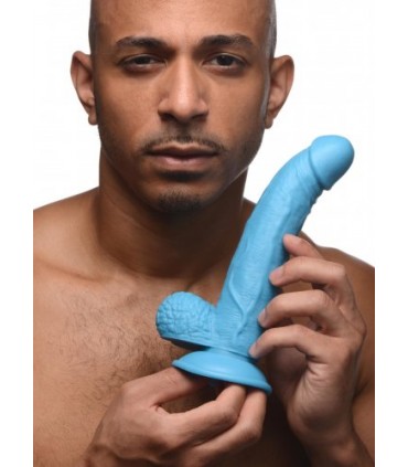 DILDO REALISTICO CON TESTICOLI 19 CM BLU