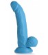 DILDO REALISTE A TESTICULES 19 CM BLEU