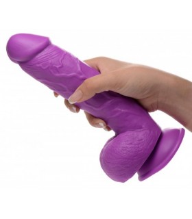 DILDO REALISTE A TESTICULES 21 CM VIOLET