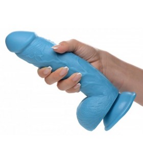 DILDO REALISTE A TESTICULES 21 CM BLEU