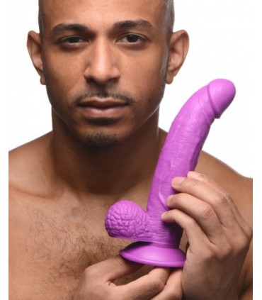 DILDO REALISTICO CON TESTICOLI 19 CM VIOLA