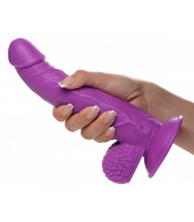 REALISTIC DILDO W/ TESTICLES 19 CM PURPLE