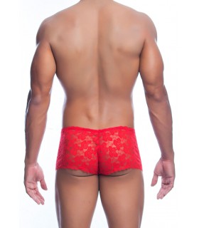 SHORT ROSE LACE BOY ROJO S/M