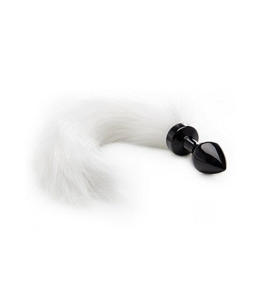 PLUG ANAL NEGRO COLA BLANCA