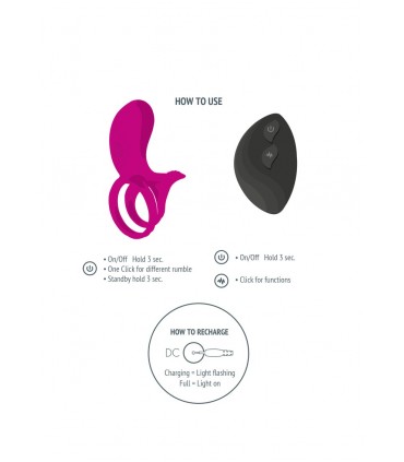 ANNEAU VIBRANT EN SILICONE AVEC COMMANDE USB FUCHSIA