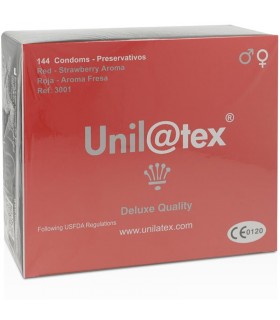 PRÉSERVATIFS UNILATEX BOÎTE 144 UNITÉS. FRAISE