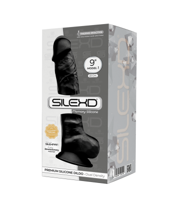 SILEXD SILICONE DILDO MODEL 1 9" BLACK