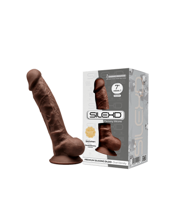 SILEXD SILICONE DILDO MODEL 1 7" BROWN