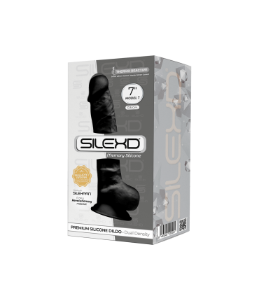SILEXD SILICONE DILDO MODEL 1 7" BLACK