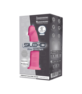 SILEXD DILDO IN SILICONE MODELLO 2 6" ROSA FOSFORESCENTE