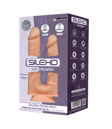 SILEXD DOUBLE PENETRATION SILICONE DILDO MODEL 1 7"+ 8" W/ USB VIBRATION