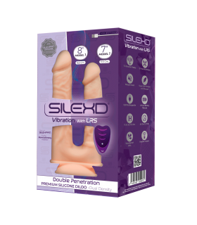 SILEXD SILIKON-DILDO MIT DOPPELTER PENETRATION 7"+ 8" MIT USB-VIBRATION + LRS-STEUERUNG