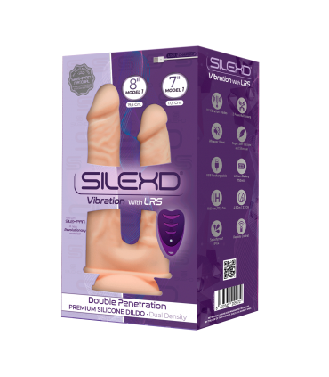 SILEXD DILDO SILICONE DOUBLE PENETRATION 7" + 8" WITH VIBRATION USB + LRS REMOTE CONTROL