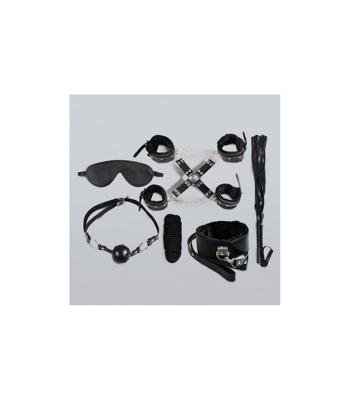 KIT DE BONDAGE 8 PIÈCES - NOIR