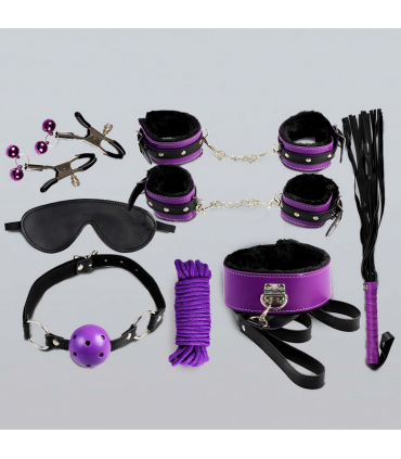 KIT BONDAGE 8 PIÈCES -VIOLET & NOIR