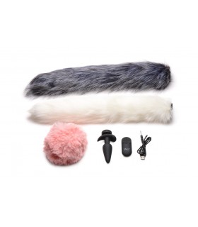 PLUG VIBRADOR C/ MANDO Y 3 COLAS DIFERENTES